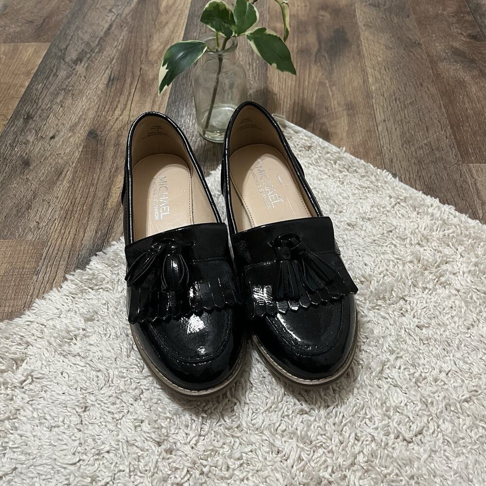 Michael Shannon Size 7 Black Patent Faux Leather Tassel Melodie Loafers - Picture 2 of 8